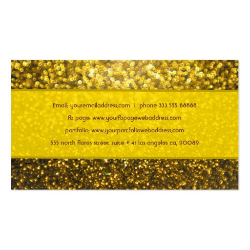 Elegant Gold Tones Glitter Pattern Business Cards (back side)