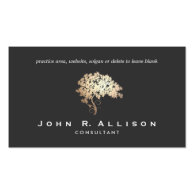 Elegant Gold Tree Logo Entrepreneur Black Classy Business Cards