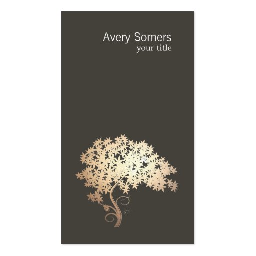 Elegant Gold Tree Simple Black Business Card
