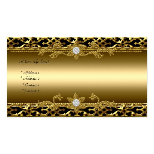 Elegant Gold Trim Black Diamond Jewel Business Card Template (back side)
