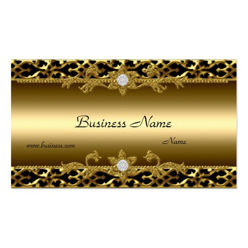 Elegant Gold Trim Black Diamond Jewel Business Card Template (front side)