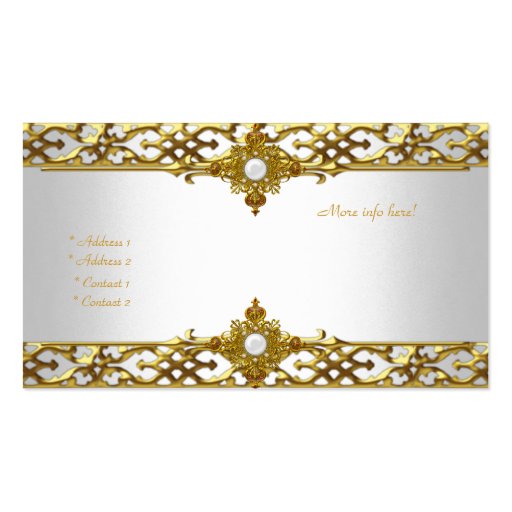 Elegant Gold Trim Pearl Jewel Business Card Template (back side)
