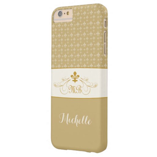 Elegant Gold White Fleur de Lis iPhone 6 Plus Case