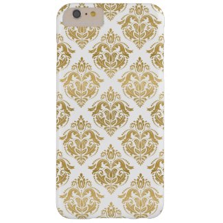 Elegant Gold & White Floral Damasks Pattern Barely There iPhone 6 Plus Case