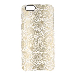 Elegant Gold & White Floral Paisley Uncommon Clearly™ Deflector iPhone 6 Case