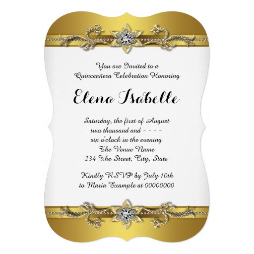 Elegant Gold White Quinceanera Personalized Invitation