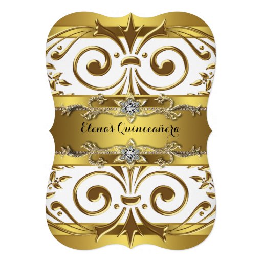 Elegant Gold White Quinceanera Personalized Invitation