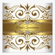 Elegant Gold White Quinceanera Invitations invitations