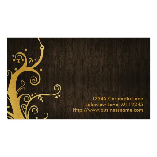 Elegant Gold & Wood grain Business Card (back side)