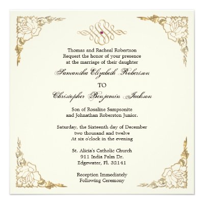Elegant Golden Accent Gold Wedding Invite