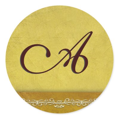 Elegant golden brown monogram envelope seals stickers