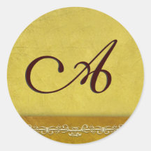 Elegant golden brown monogram envelope seals stickers