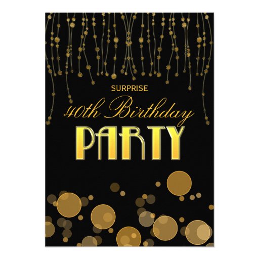Elegant Golden Chains Birthday Party Invite