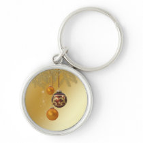Elegant Golden Christmas - Round Keychain