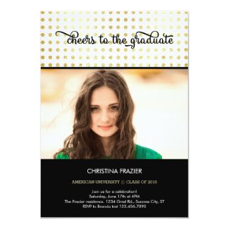 Elegant Golden Dots Photo Graduation Invitation