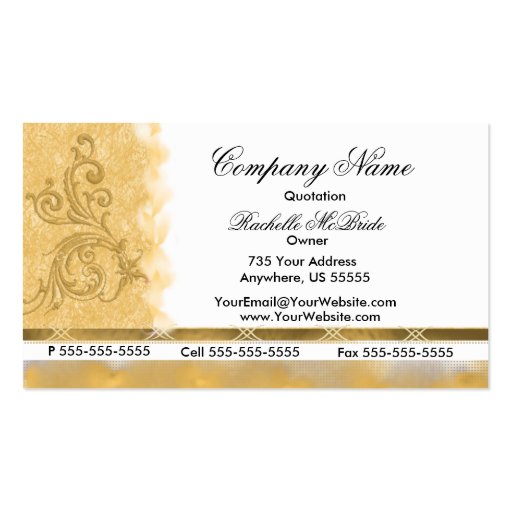 Elegant Golden Embroidery Business Cards (front side)