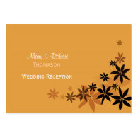 Elegant golden leaves wedding reception details business card templates