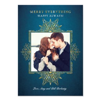 Elegant Golden Snowflakes Holiday Photo Card