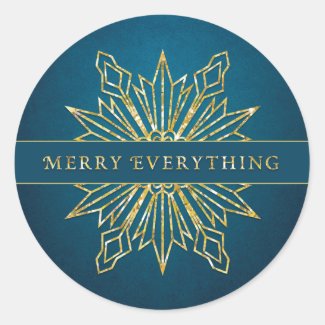 Elegant Golden Snowflakes Holiday Sticker