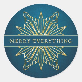 Elegant Golden Snowflakes Holiday Sticker