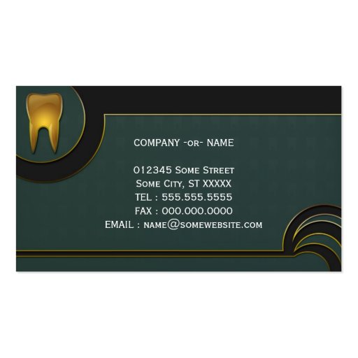 Elegant golden teeth dentist dental business card (back side)