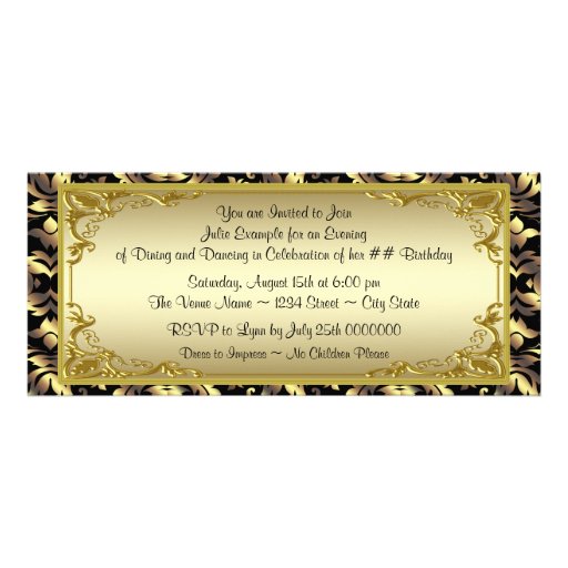 Elegant Golden Ticket Birthday Party Invitation (front side)