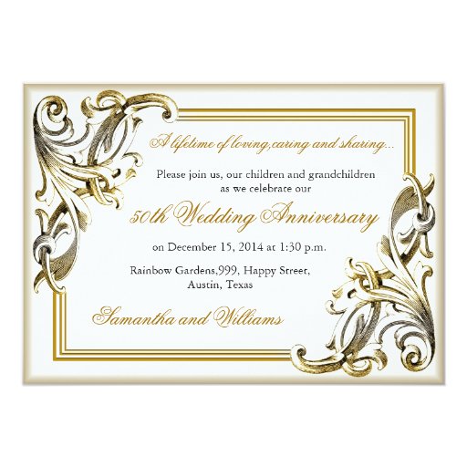 Elegant Golden Wedding Anniversary Invitations Zazzle