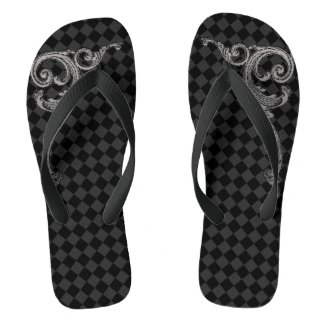 Elegant Goth Swirl Design Flip Flops