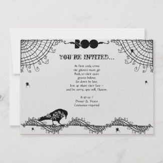 Elegant Gothic Black and White Halloween Party invitation