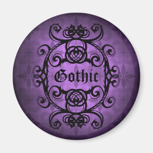 Elegant gothic damask purple and black decor fridge magnet