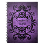 Elegant gothic damask purple and black notebooks