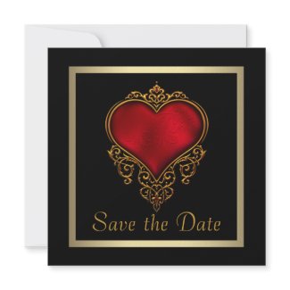 Elegant Gothic Heart Gold Wedding Save The Date invitation
