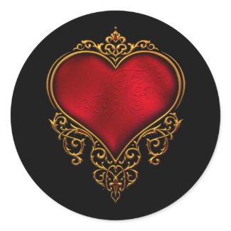 Elegant Gothic Heart Wedding Favor Label Envelope sticker