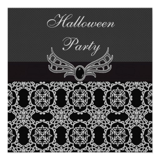 Elegant Gothic Jewel & Diamonds Halloween Party Custom Invite