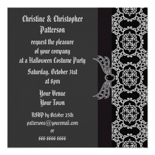 Elegant Gothic Jewel & Diamonds Halloween Party Custom Invite
