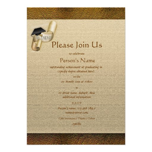 Elegant graduation cap scroll men custom invitation