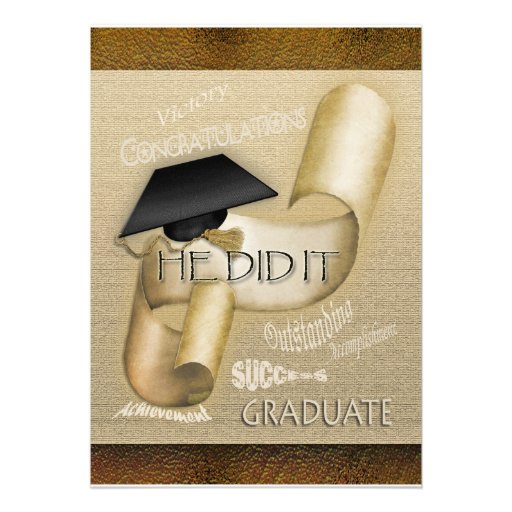 Elegant graduation cap scroll men custom invitation