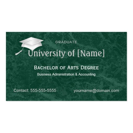 Elegant Graduation Name Cards - Class of 2009 Business Card (back side)