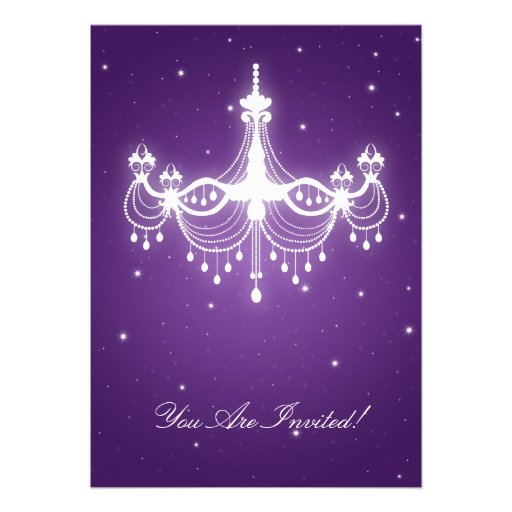 Elegant Graduation Party Classy Chandelier Purple Invitation
