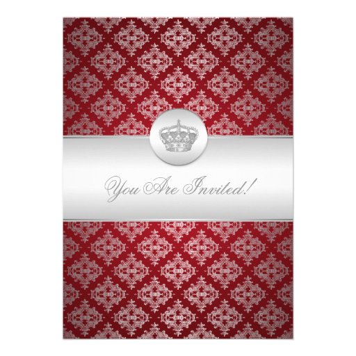 Elegant Graduation Party Classy Crown Red Invite