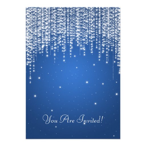 Elegant Graduation Party Night Dazzle Blue Custom Invitation