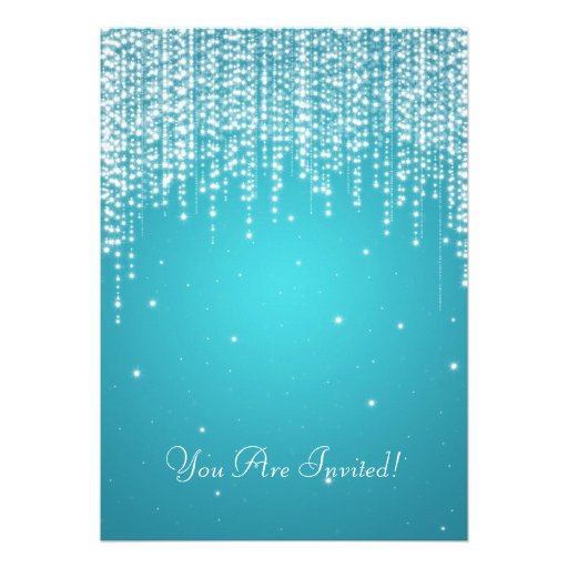 Elegant Graduation Party Night Dazzle Turquoise Personalized Invitation