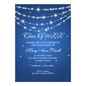 Elegant Graduation Party Sparkling Chain Blue Personalized Invitation