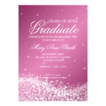 Elegant Graduation Party Sparkling Wave Pink Custom Invite
