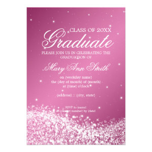 Elegant Graduation Party Sparkling Wave Pink Custom Invite