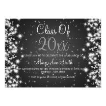 Elegant Graduation Party Winter Sparkle Black Cards