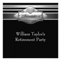 Elegant Gray and Black Mans Retirement Party Invitation