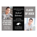 Elegant Gray and Black Young Man's Graduation Custom Invites