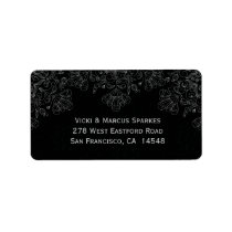 Elegant gray black floral swirls address label