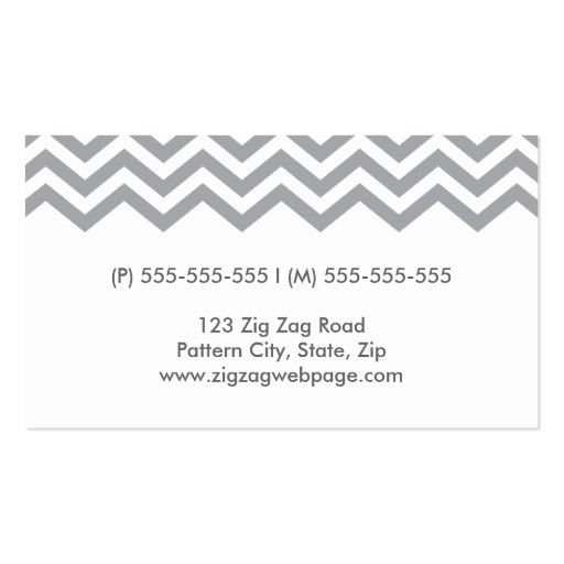 Elegant gray chevron zigzag pattern business card (back side)